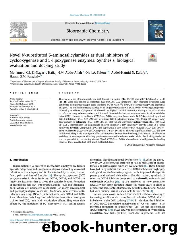 Novel N-substituted 5-aminosalicylamides as dual inhibitors of cyclooxygenase and 5-lipoxygenase enzymes: Synthesis, biological evaluation and docking study by unknow