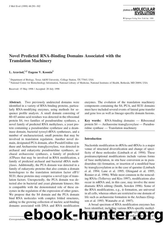 Novel Predicted RNA-Binding Domains Associated with the Translation Machinery by Aravind L. et al