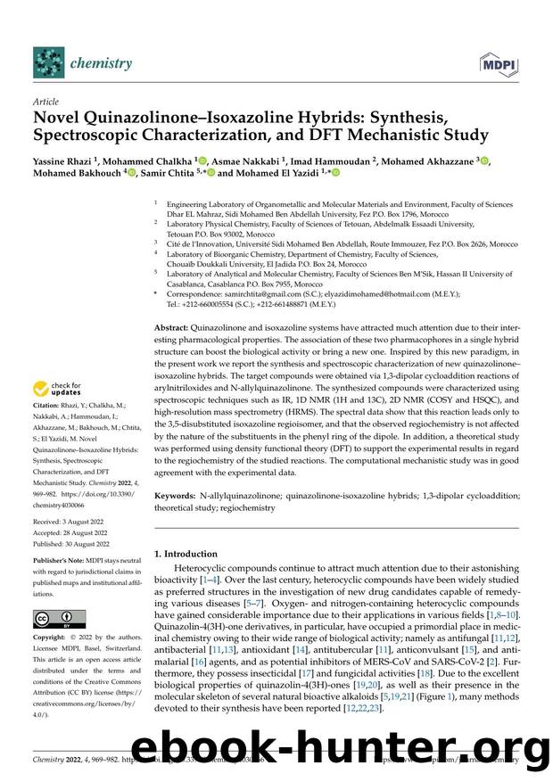 Novel QuinazolinoneâIsoxazoline Hybrids: Synthesis, Spectroscopic Characterization, and DFT Mechanistic Study by unknow