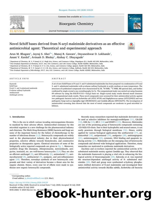 Novel Schiff bases derived from N-aryl maleimide derivatives as an effective antimicrobial agent_ Theoretical and experimental approach by unknow