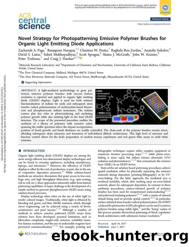 Novel Strategy for Photopatterning Emissive Polymer Brushes for Organic Light Emitting Diode Applications by unknow