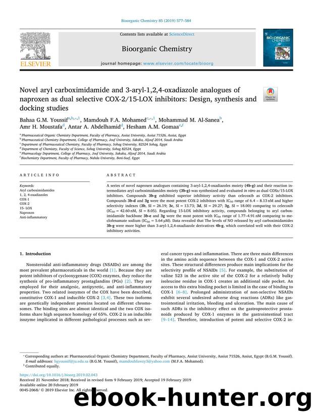 Novel aryl carboximidamide and 3-aryl-1,2,4-oxadiazole analogues of naproxen as dual selective COX-215-LOX inhibitors_ Design, synthesis and docking studies by unknow