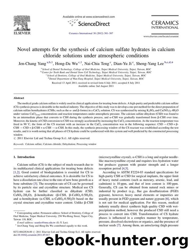 Novel attempts for the synthesis of calcium sulfate hydrates in calcium chloride solutions under atmospheric conditions by Jen-Chang Yang