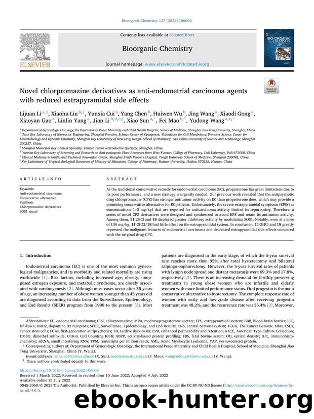 Novel chlorpromazine derivatives as anti-endometrial carcinoma agents with reduced extrapyramidal side effects by unknow