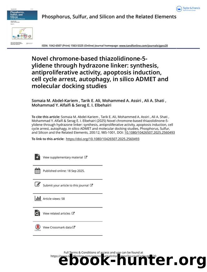 Novel chromone-based thiazolidinone-5-ylidene through hydrazone linker: synthesis, antiproliferative activity, apoptosis induction, cell cycle arrest, autophagy, in silico ADMET an by unknow