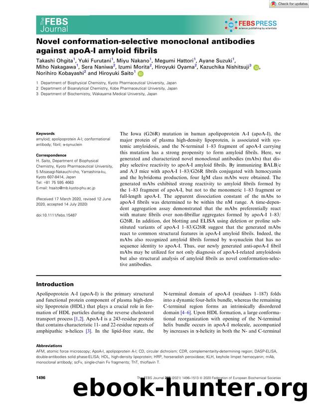 Novel conformationâselective monoclonal antibodies against apoAâI amyloid fibrils by Unknown