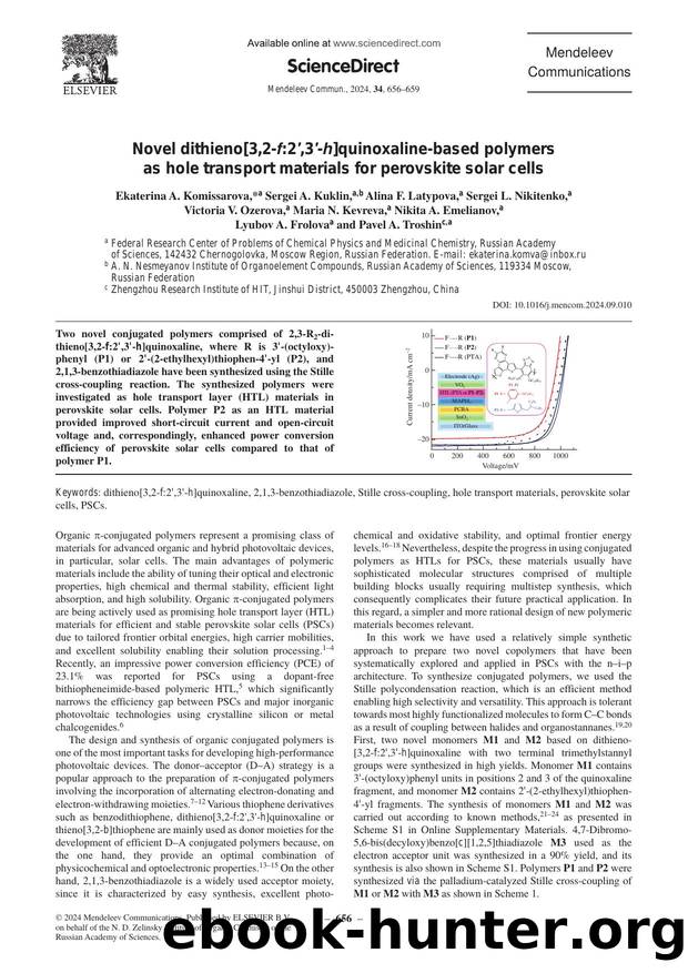Novel dithieno[3,2-f:2â,3â-h]quinoxaline-based polymers as hole transport materials for perovskite solar cells by unknow