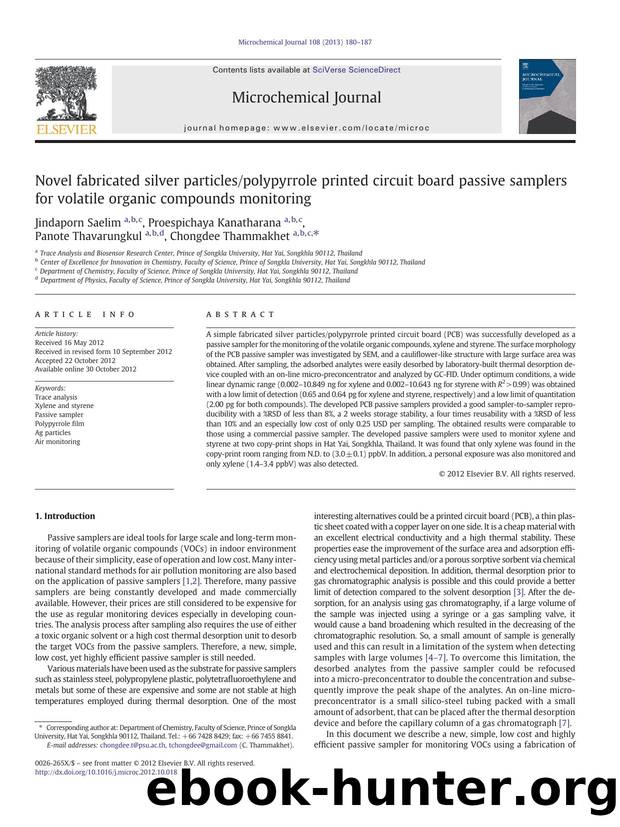 Novel fabricated silver particlespolypyrrole printed circuit board passive samplers for volatile organic compounds monitoring by Jindaporn Saelim & Proespichaya Kanatharana & Panote Thavarungkul & Chongdee Thammakhet