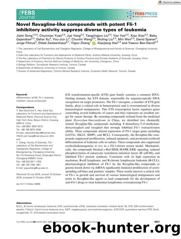 Novel flavaglineâlike compounds with potent Fliâ1 inhibitory activity suppress diverse types of leukemia by Unknown