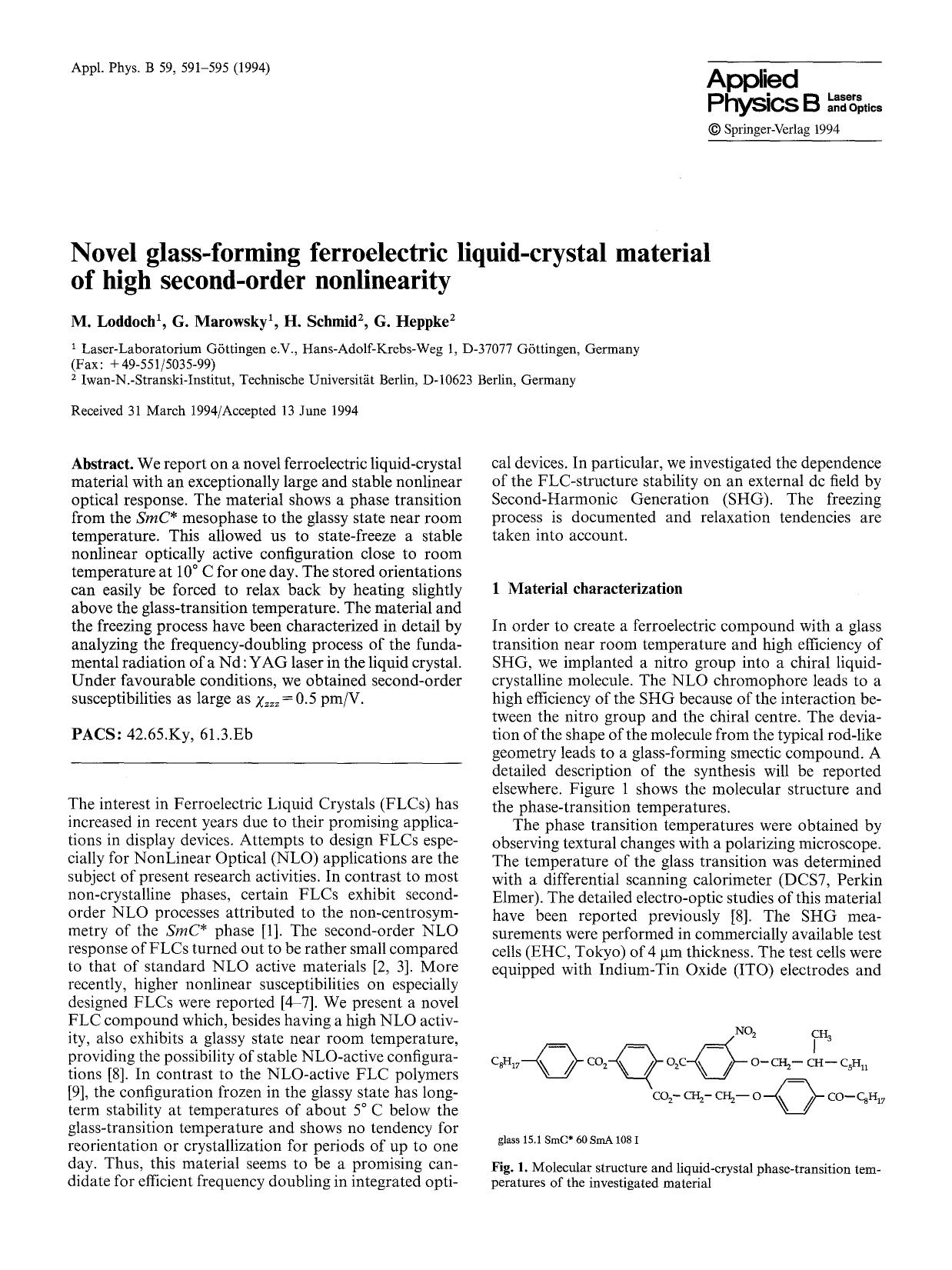 Novel glass-forming ferroelectric liquid-crystal material of high second-order nonlinearity by unknow