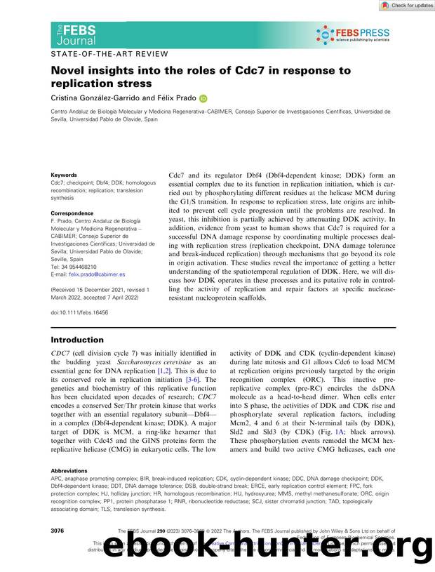 Novel insights into the roles of Cdc7 in response to replication stress by Unknown