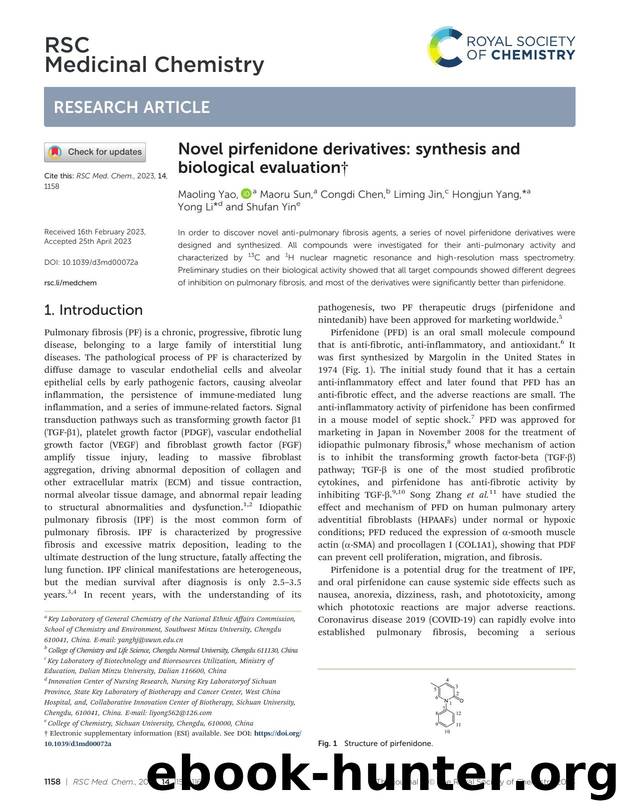 Novel pirfenidone derivatives: synthesis and biological evaluation by Maoling Yao & Maoru Sun & Congdi Chen & Liming Jin & Hongjun Yang & Yong Li & Shufan Yin