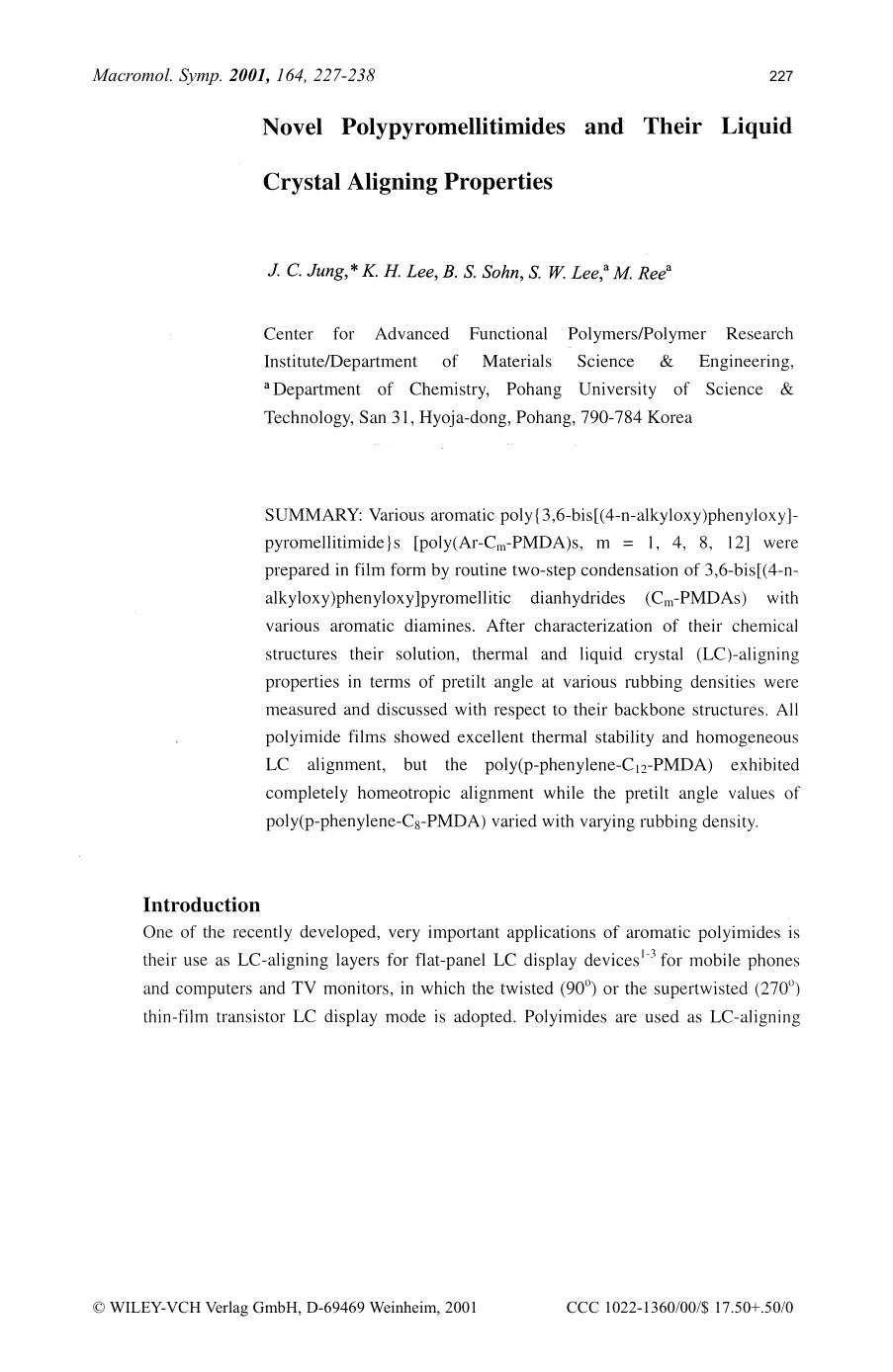 Novel polypyromellitimides and their liquid crystal aligning properties by CD-Brennstation