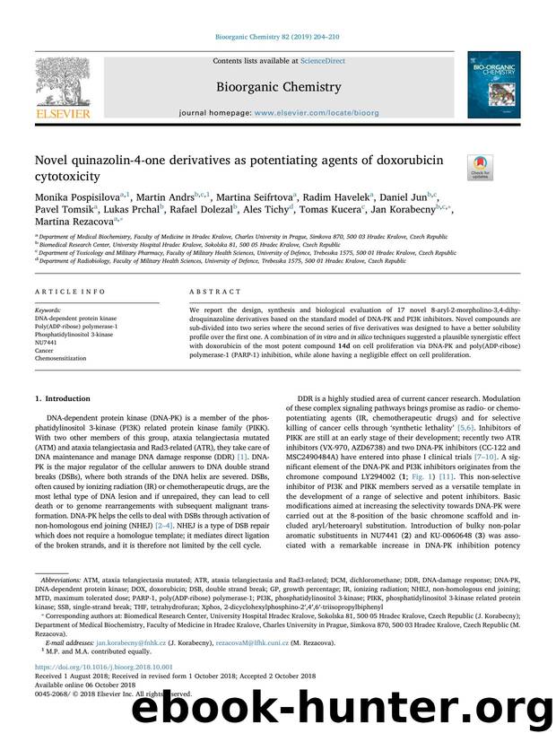 Novel quinazolin-4-one derivatives as potentiating agents of doxorubicin cytotoxicity by unknow