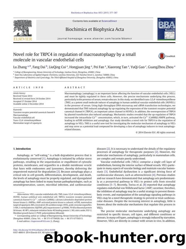 Novel role for TRPC4 in regulation of macroautophagy by a small molecule in vascular endothelial cells by unknow