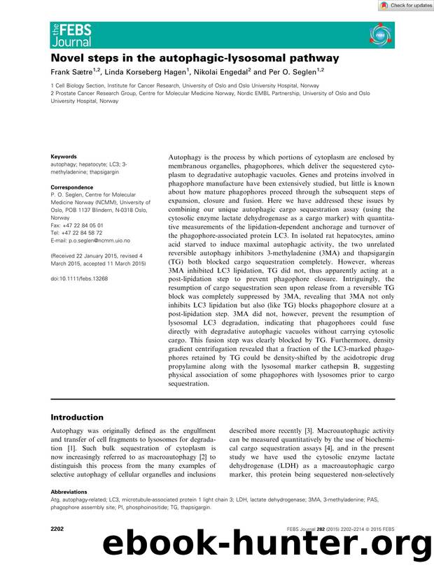 Novel steps in the autophagicâlysosomal pathway by Unknown