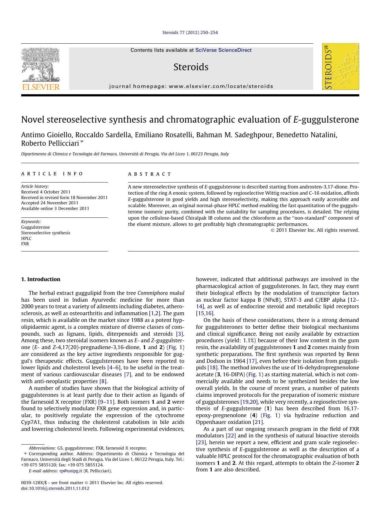 Novel stereoselective synthesis and chromatographic evaluation of E-guggulsterone by unknow