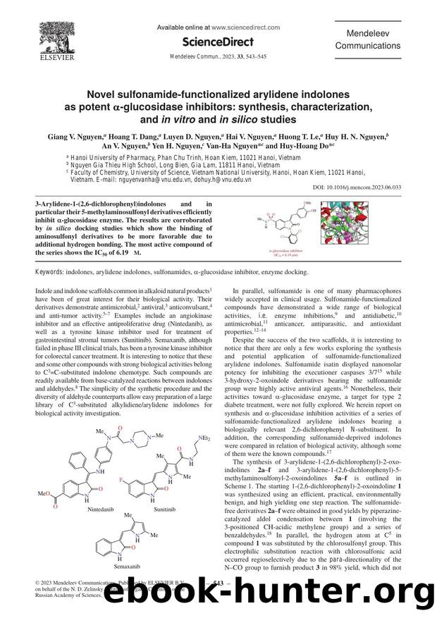Novel sulfonamide-functionalized arylidene indolones as potent Î±-glucosidase inhibitors: Synthesis, characterization, and in vitro and in silico studies by unknow