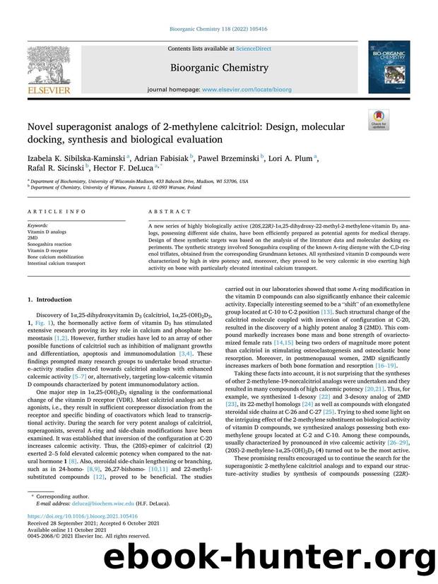 Novel superagonist analogs of 2-methylene calcitriol: Design, molecular docking, synthesis and biological evaluation by unknow