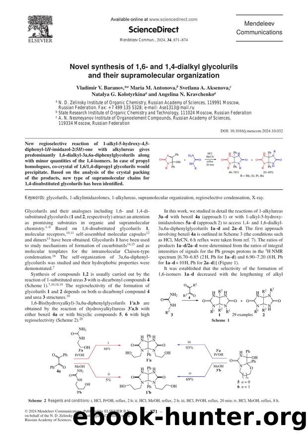 Novel synthesis of 1,6- and 1,4-dialkyl glycolurils and their supramolecular organization by unknow