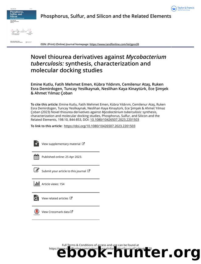 Novel thiourea derivatives against Mycobacterium tuberculosis: synthesis, characterization and molecular docking studies by unknow
