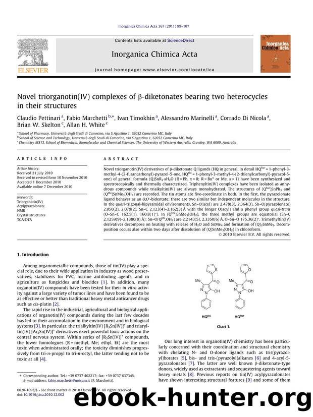 Novel triorganotin(IV) complexes of ÃÂ²-diketonates bearing two heterocycles in their structures by unknow