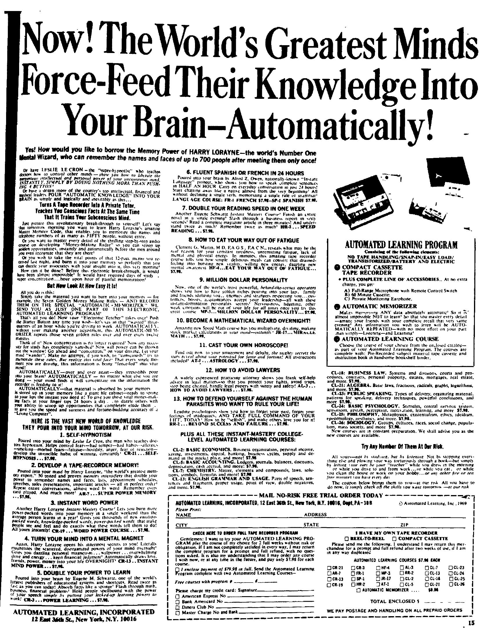 Now! The World's Greatest Minds Force-Feed Their Knowledge Into Your Brain by Copyright 2005 Heritage Microfilm Inc. and Newspaperarchive.com