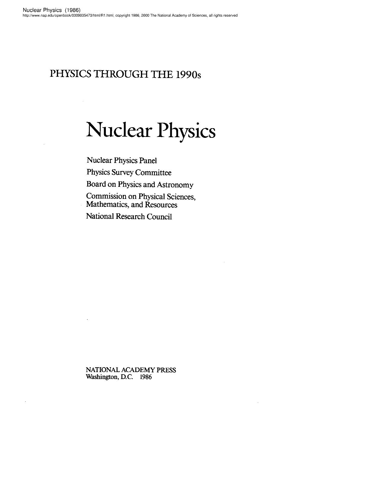 Nuclear Physics 0309035473 by Unknown