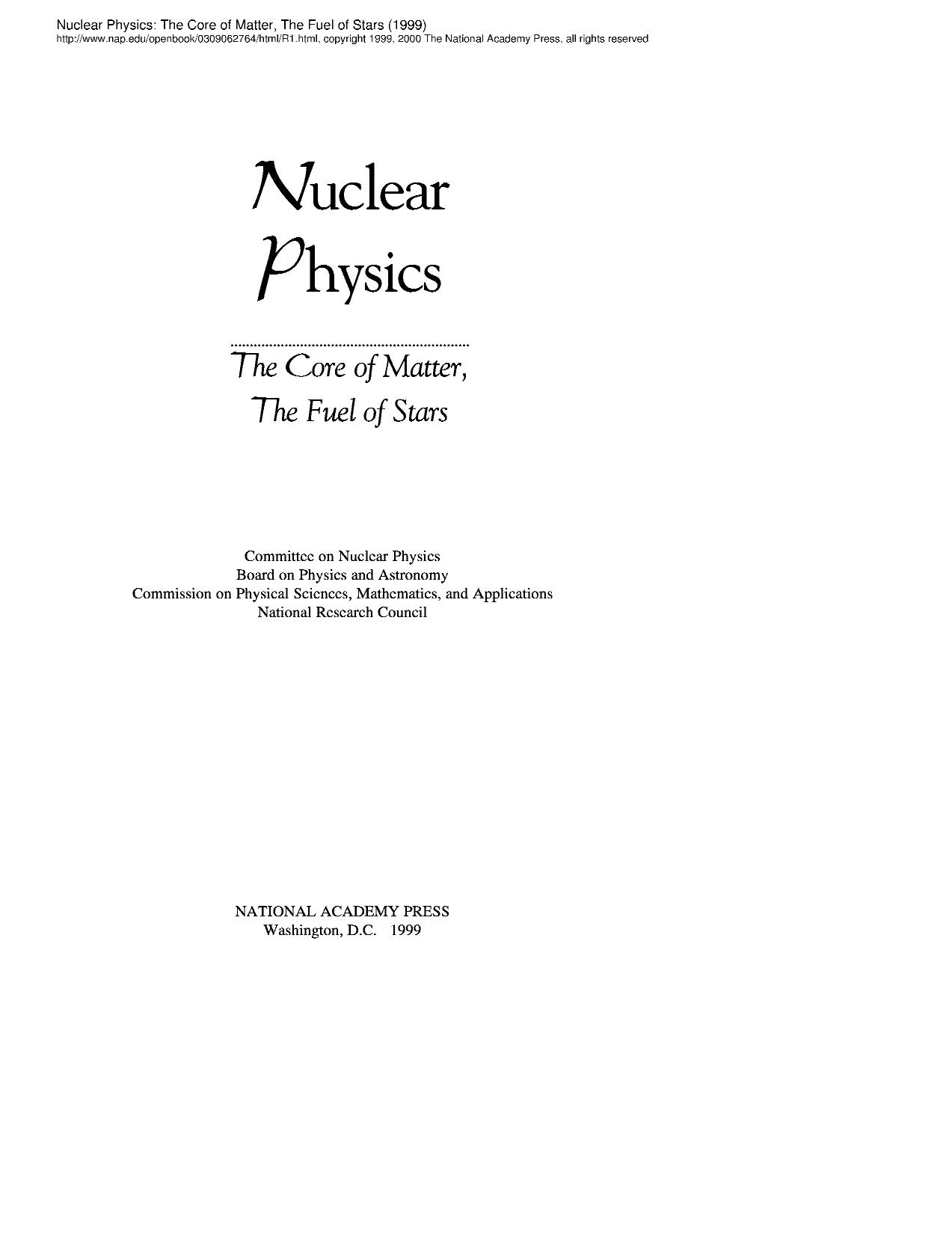Nuclear Physics 0309062764 by Unknown