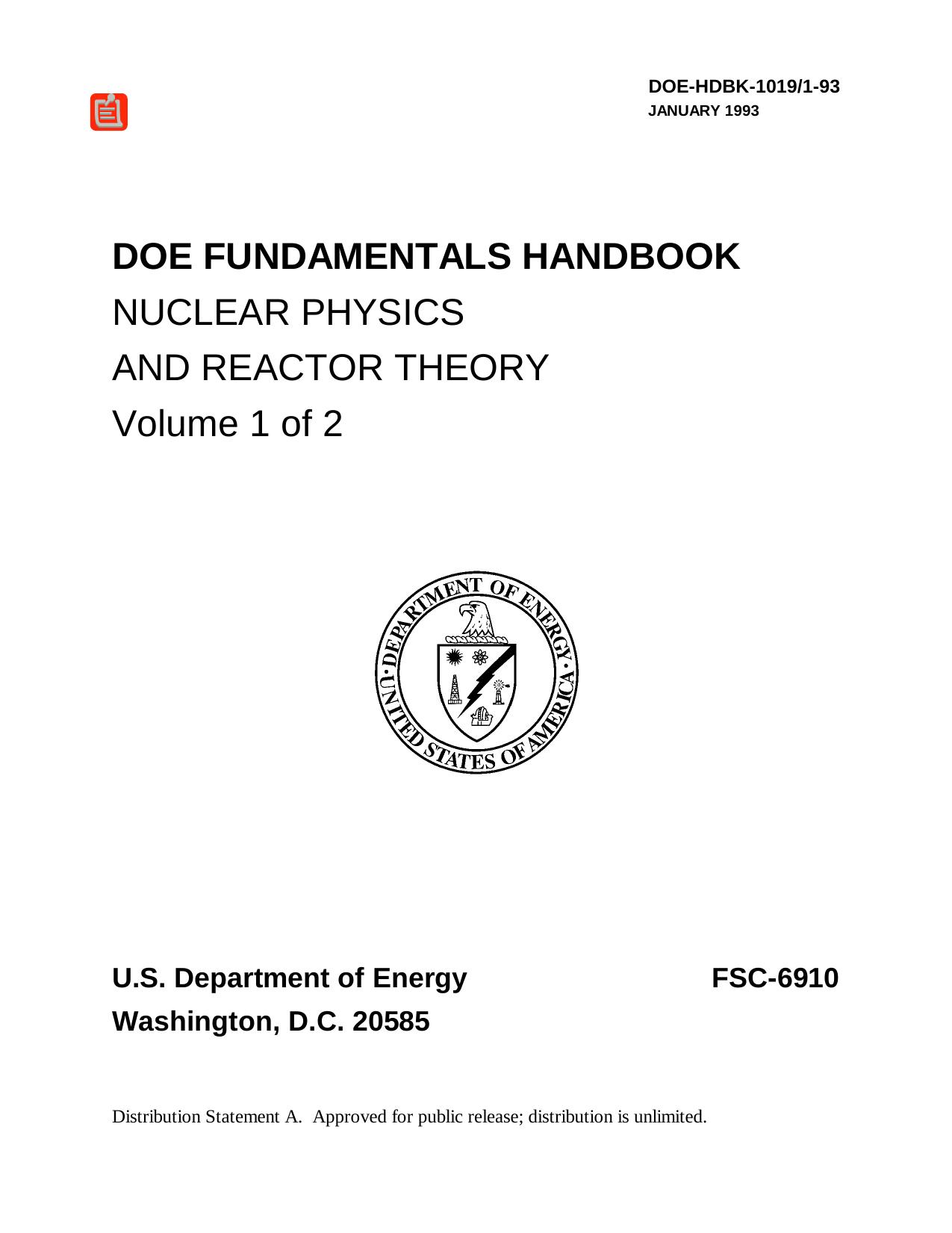 Nuclear Physics and Reactor Theory by Volume 1