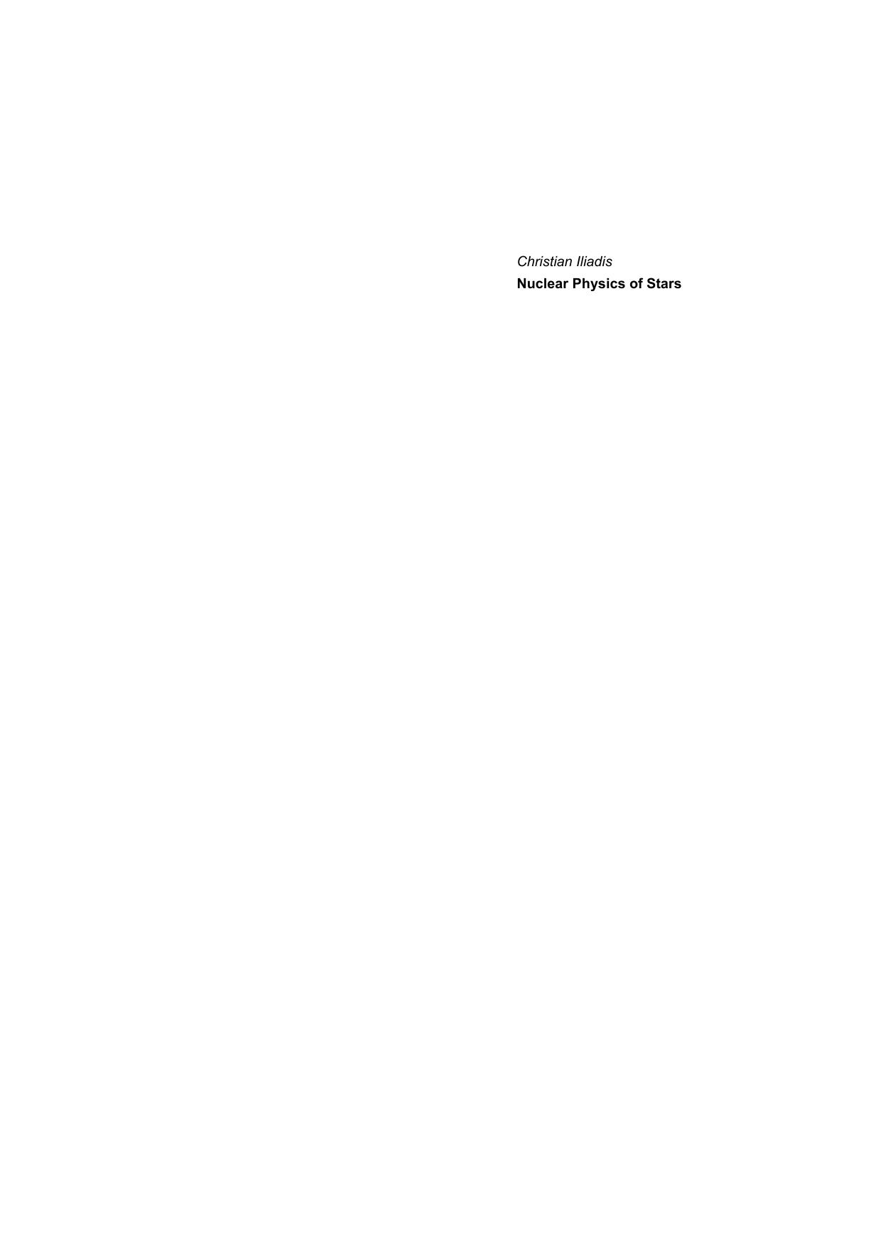 Nuclear Physics of Stars by Christian Iliadis