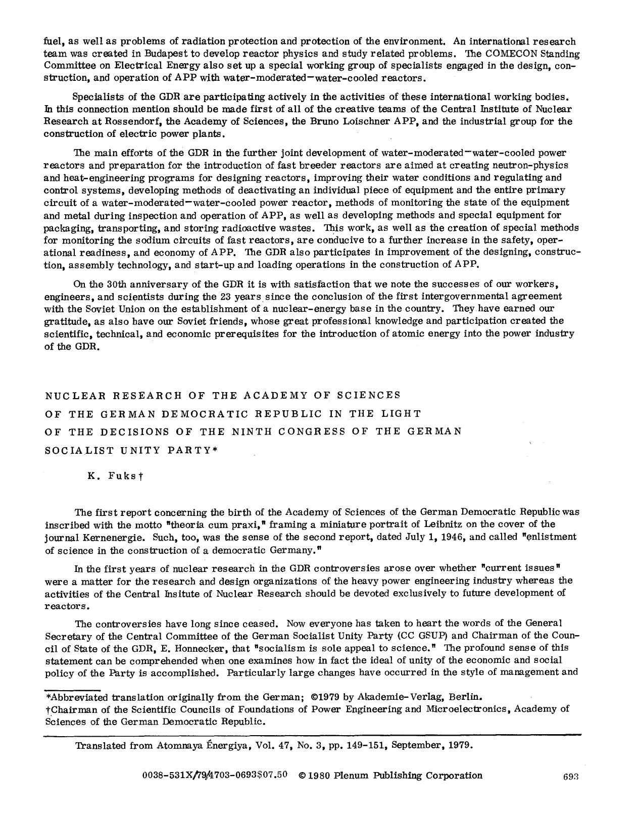 Nuclear Research of the Academy of Sciences of the German Democratic Republic in the Light of the Decisions of the Ninth Congress of the German Socialist Unity Party by Unknown