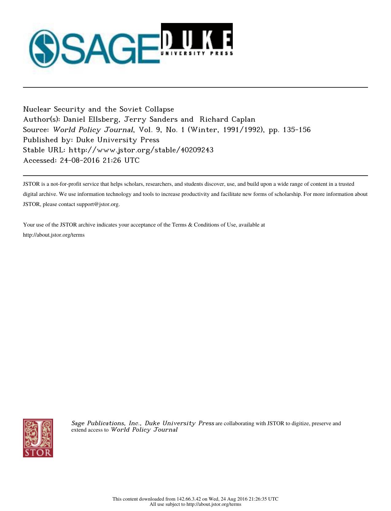 Nuclear Security and the Soviet Collapse by Nuclear Security & the Soviet Collapse (1991)