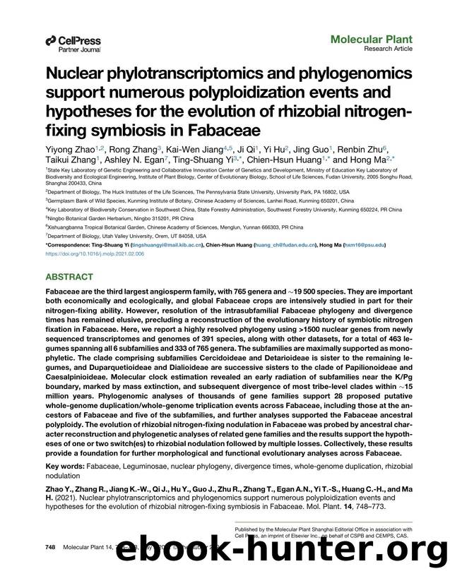 Nuclear phylotranscriptomics and phylogenomics support numerous polyploidization events and hypotheses for the evolution of rhizobial nitrogen-fixing symbiosis in Fabaceae by unknow