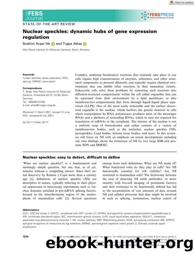 Nuclear speckles: dynamic hubs of gene expression regulation by Unknown