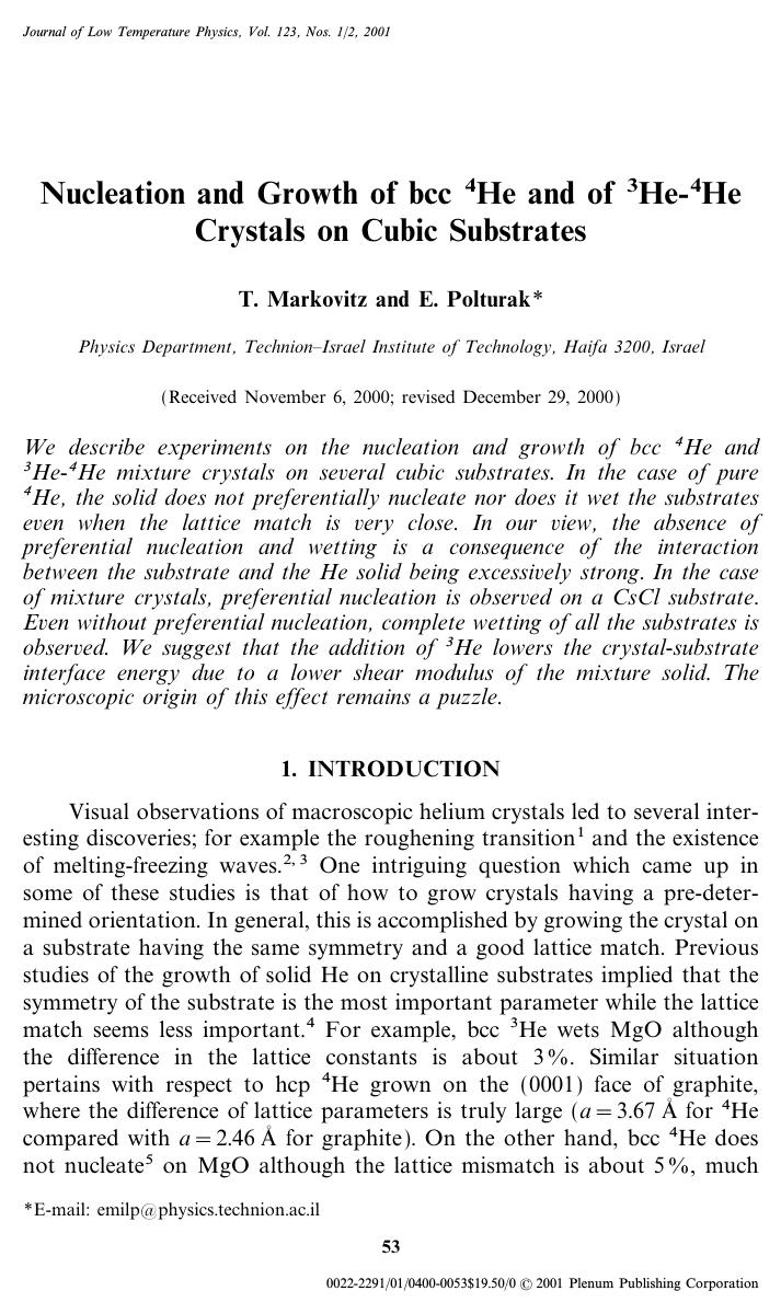 Nucleation and Growth of bcc 4He and of 3He-4He Crystals on Cubic Substrates by Unknown