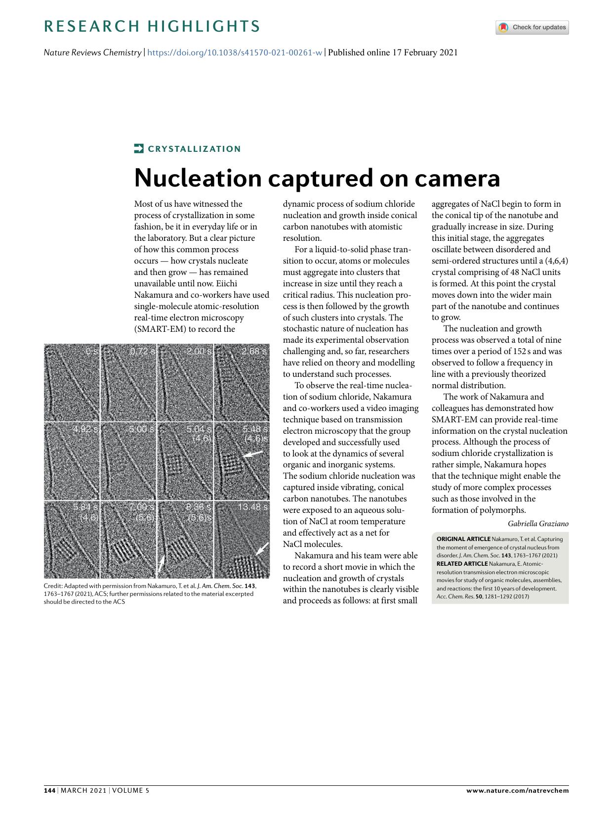 Nucleation captured on camera by Gabriella Graziano