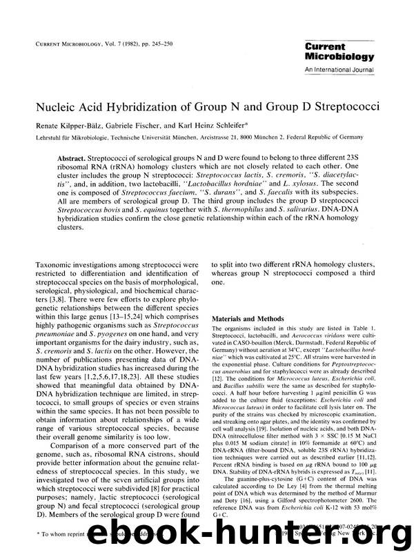 Nucleic acid hybridization of group N and group D streptococci by Unknown