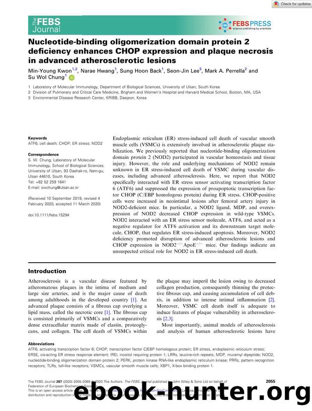 Nucleotideâbinding oligomerization domain protein 2 deficiency enhances CHOP expression and plaque necrosis in advanced atherosclerotic lesions by Unknown