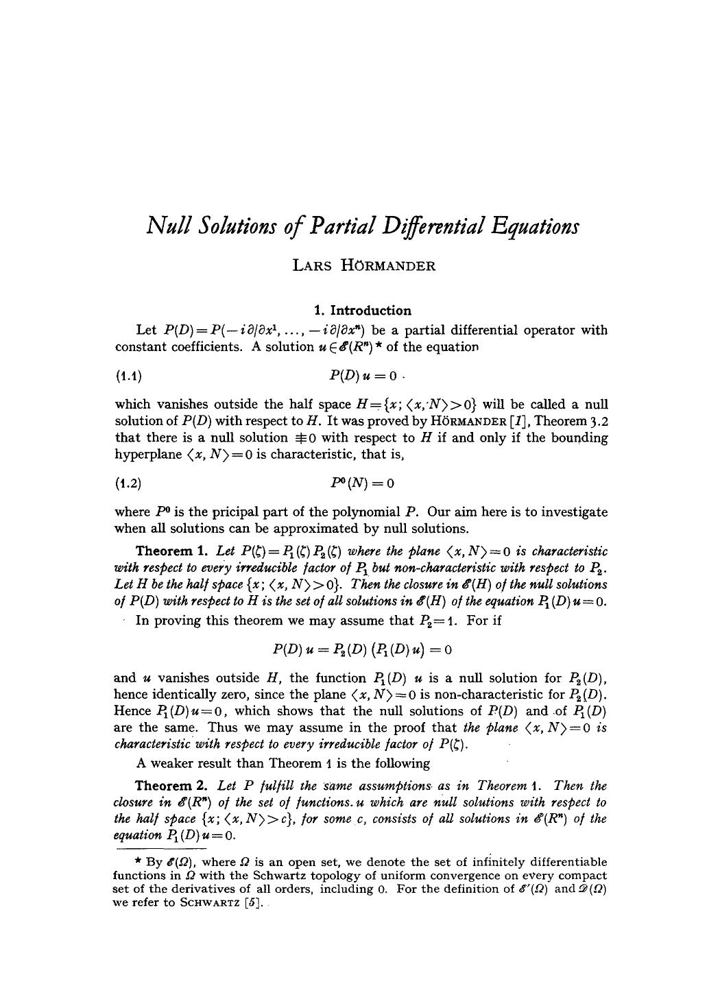 Null solutions of partial differential equations by Unknown
