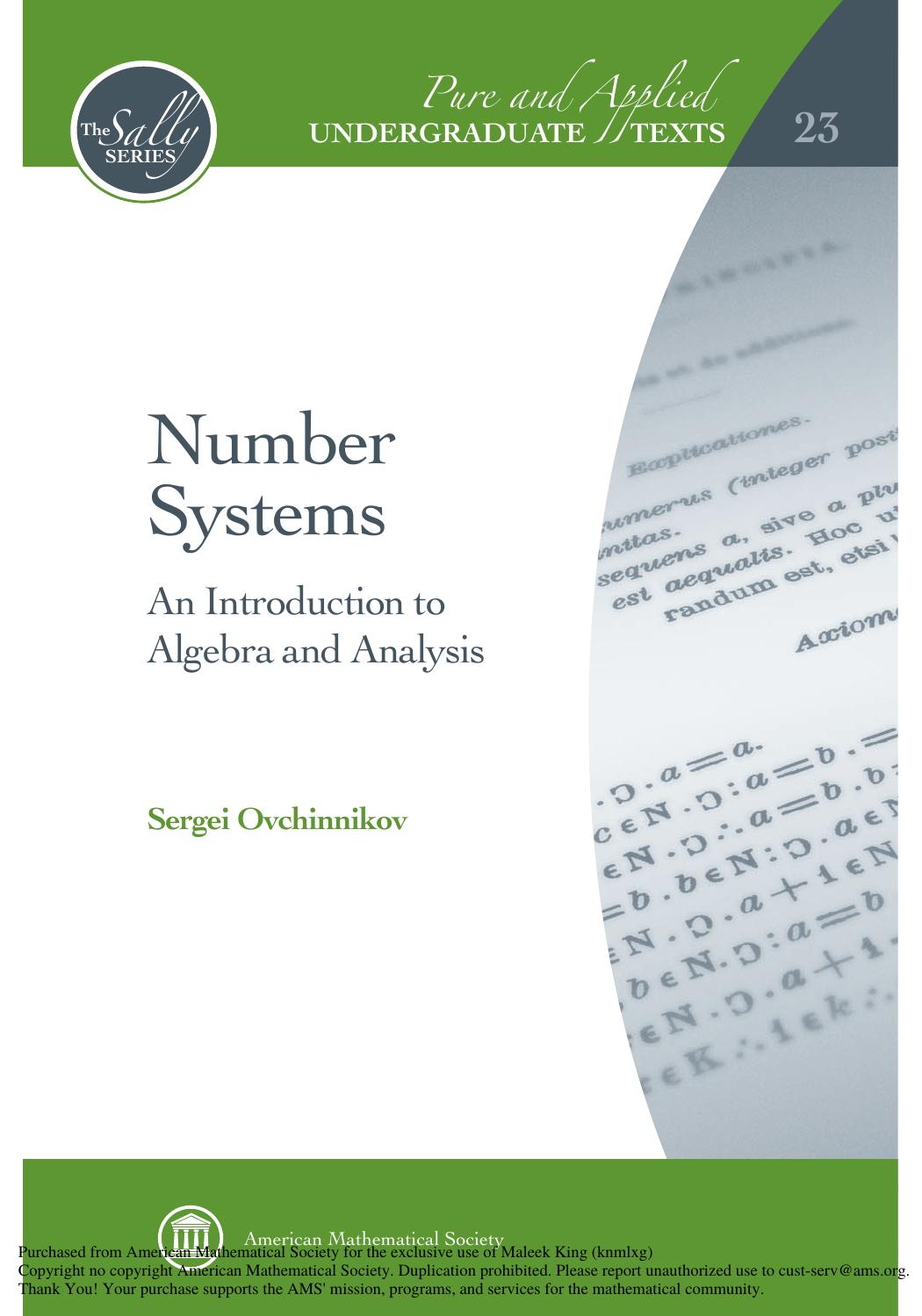 Number Systems by Intro to Algebra & Analysis