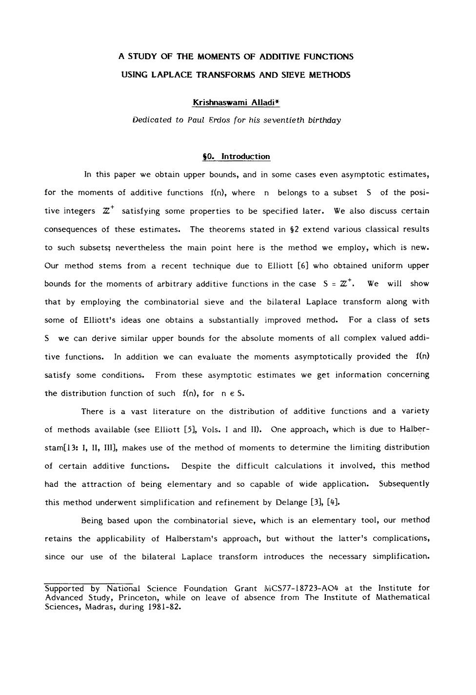 Number Theory: Proceedings of the 4th Matscience Conference held at Ootacamund, India, January 5â10, 1984 by Krishnaswami Alladi (auth.) Krishnaswami Alladi (eds.)