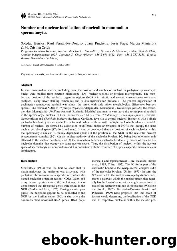 Number and Nuclear Localisation of Nucleoli in Mammalian Spermatocytes by Unknown