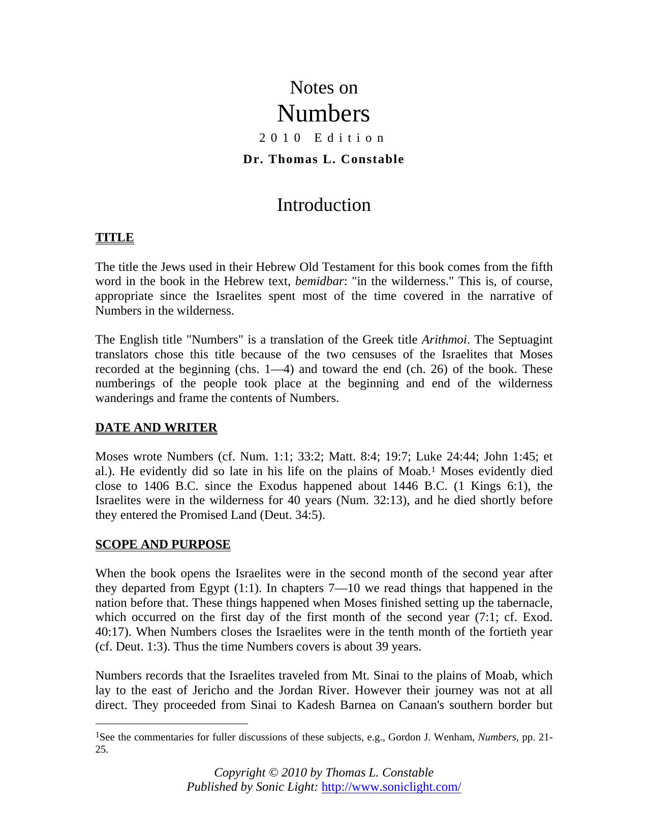 Numbers by Dr. Thomas L. Constable