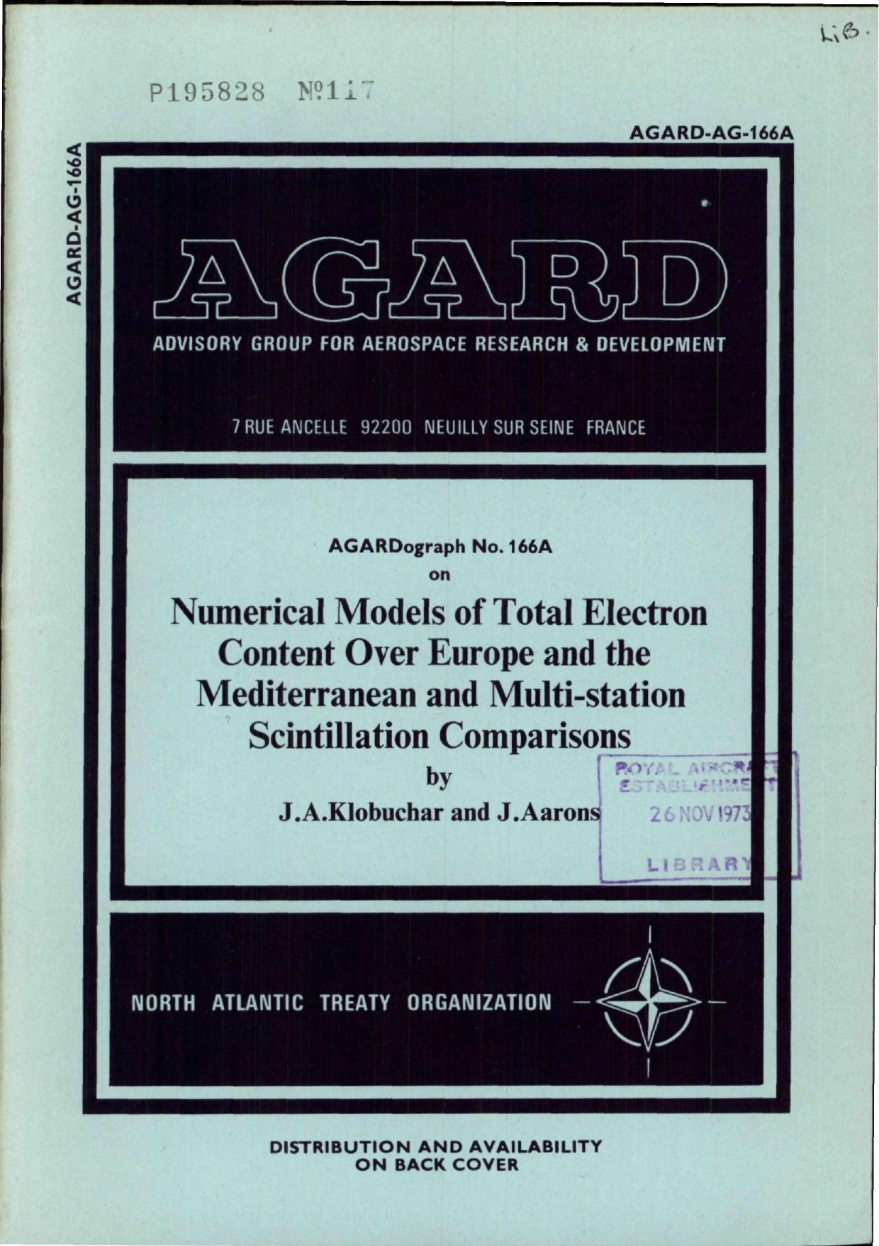 Numerical Models of Total Electron Content Over Europe and the Mediterranean and Multi-station Scintillation Comparisons by Klobuchar J.A