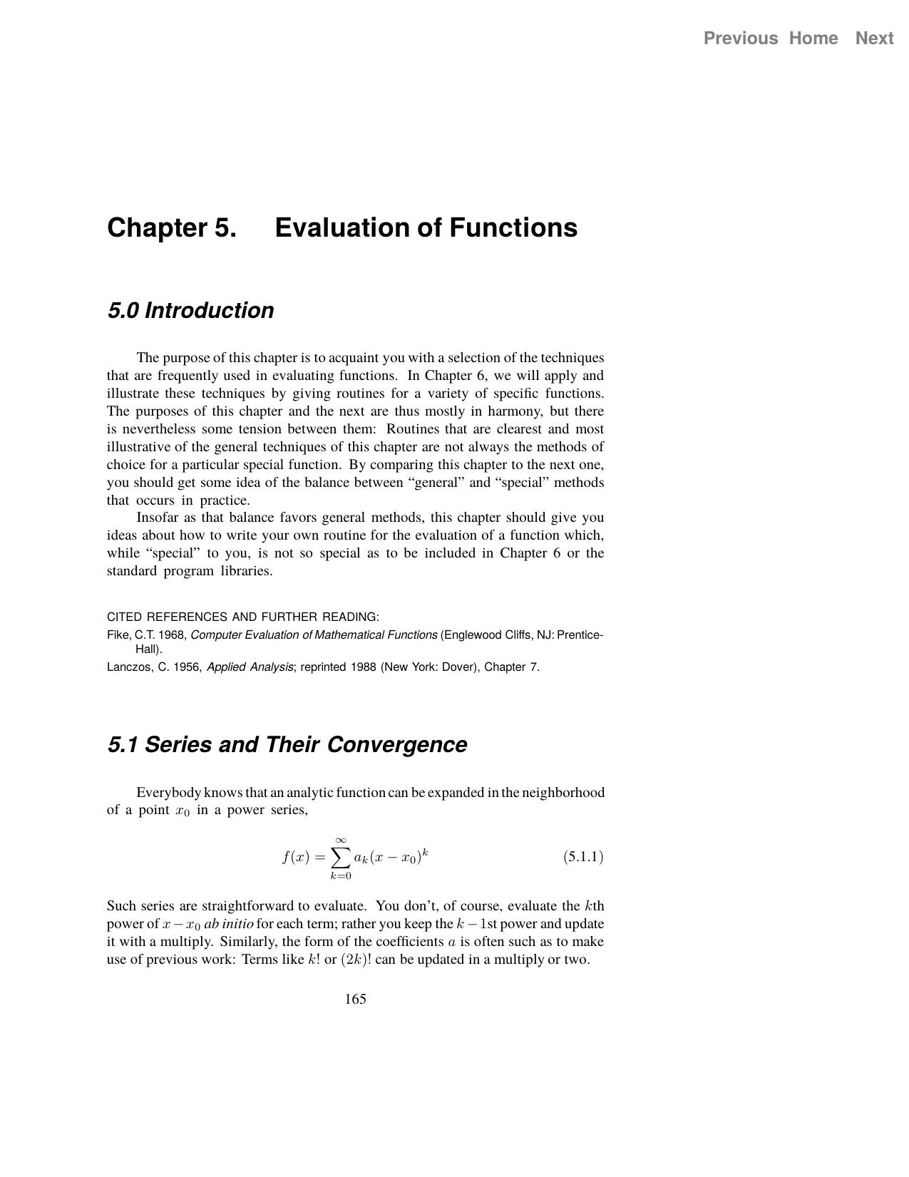 Numerical Recipes in C - Chapter 5. Evaluation of Functions by Unknown