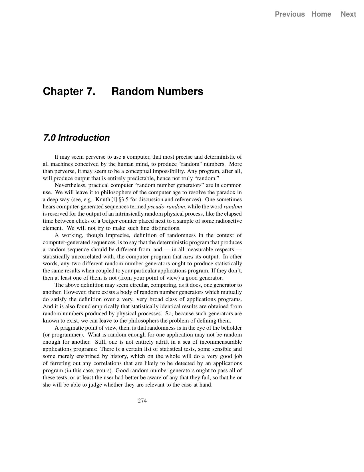 Numerical Recipes in C - Chapter 7. Random Numbers by Unknown