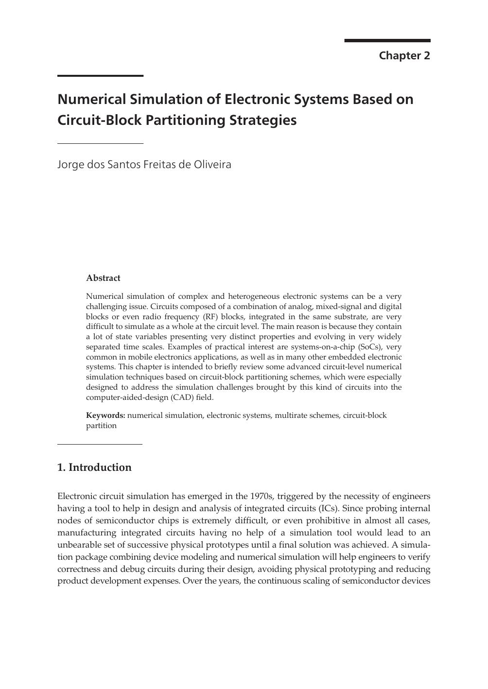 Numerical Simulation of Electronic Systems Based on Circuit-Block Partitioning Strategies by Jorge dos Santos Freitas de Oliveira