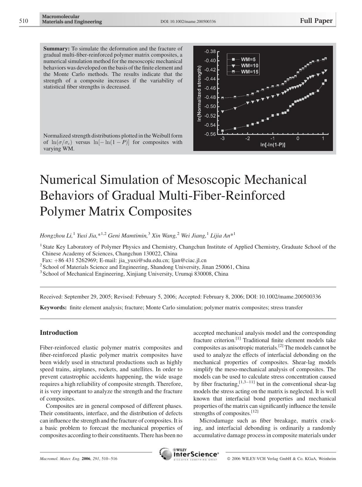 Numerical Simulation of Mesoscopic Mechanical Behaviors of Gradual Multi-Fiber-Reinforced Polymer Matrix Composites by Unknown