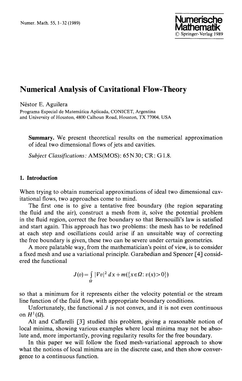 Numerical analysis of cavitational flow-theory by Unknown